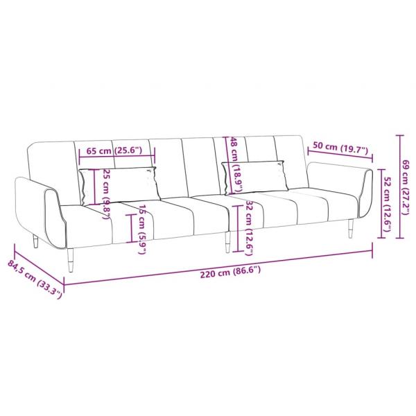 Schlafsofa 2-Sitzer mit 2 Kissen Dunkelgrau Samt