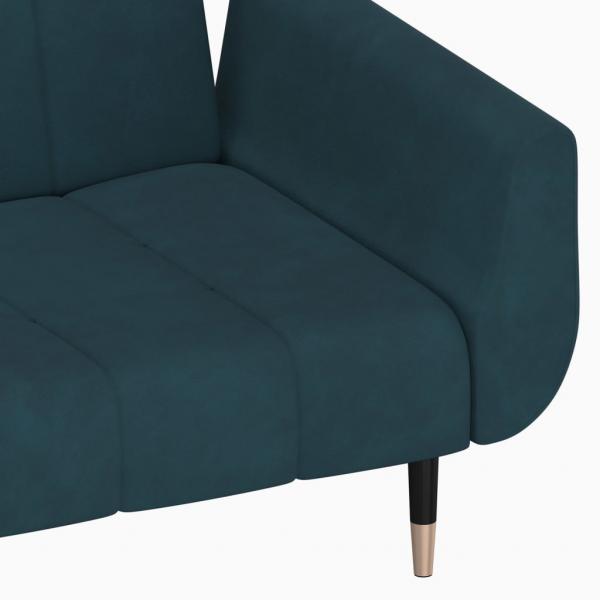 Schlafsofa 2-Sitzer mit 2 Kissen Blau Samt