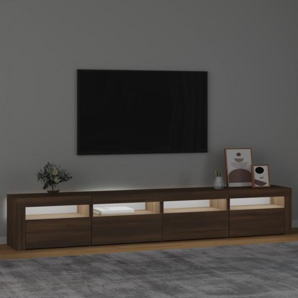 TV-Schrank mit LED-Leuchten Braun Eichen-Optik 240x35x40 cm