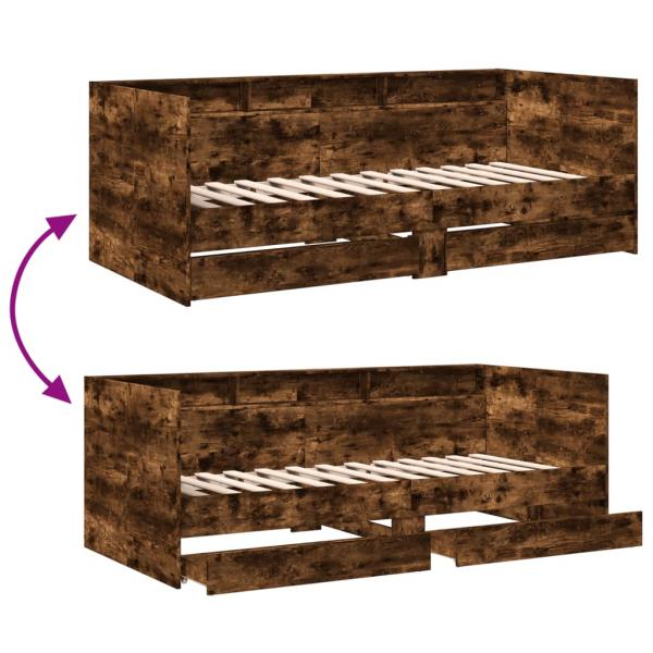 Tagesbett mit Schubladen Räuchereiche 90x190 cm Holzwerkstoff