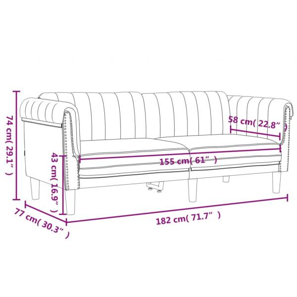 Sofa 2-Sitzer Schwarz Samt