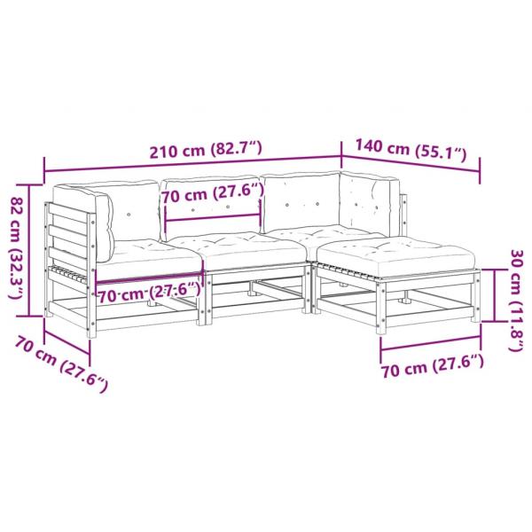 4-tlg. Garten-Sofagarnitur mit Kissen Massivholz Douglasie