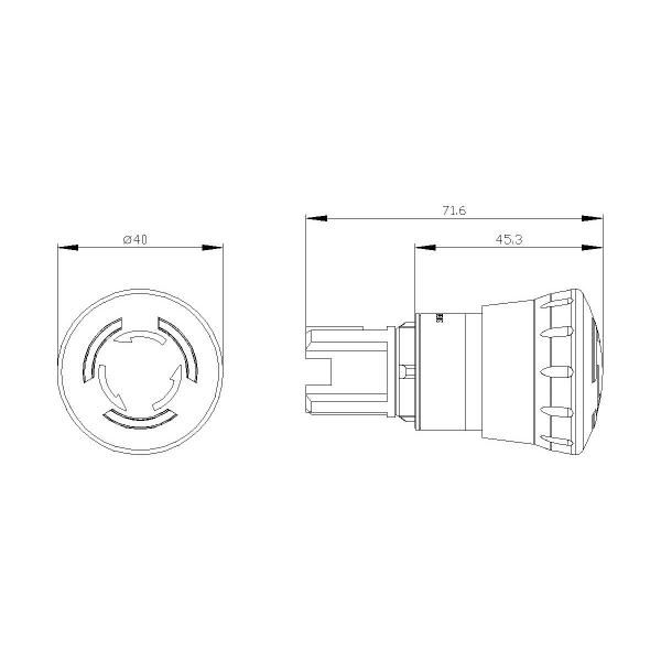 Siemens 3SU1001-1HB20-0AA0 NOT-HALT-Pilzdrucktaster, beleuchtbar, 22 mm, rund, Kunststoff, rot, 40 mm, zwangsläufige Verrastung, gemäß DIN EN ISO 13850, Drehentriegelung