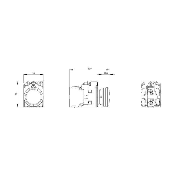 Siemens 3SU1102-6AA30-1AA0 Leuchtmelder, 22 mm, rund, Kunststoff, gelb, Linse, glatt, mit Halter, LED-Modul, mit integrierter LED, AC/DC 24V, Schraubanschluss