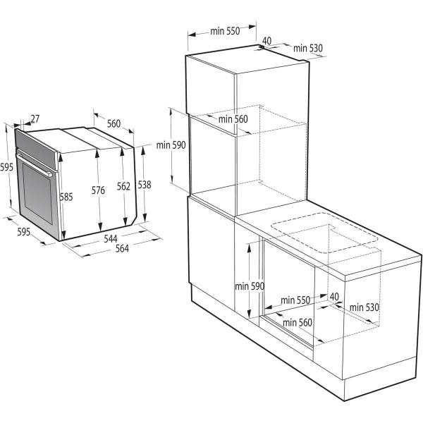 Gorenje BPSA6747A08XWI EEK: A+ Einbaubackofen, 59,5cm breit, 77l, FastPrehaeat, SteamAssist, PyroClean, edelstahl