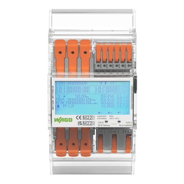 Wago 879-3020 Energieverbrauchszähler für Direkatnschluss, 65A, 3x230/400V, 50Hz, Modbus, M-Bus, 2 x S0-Schnittstelle, 4PS