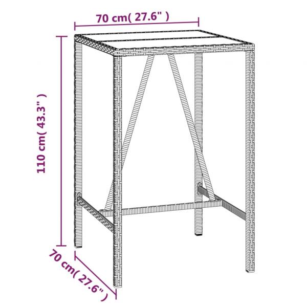 3-tlg. Gartenbar-Set Schwarz Poly Rattan & Massivholz Akazie