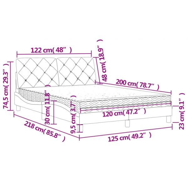 Bett mit Matratze Dunkelgrau 120x200 cm Samt