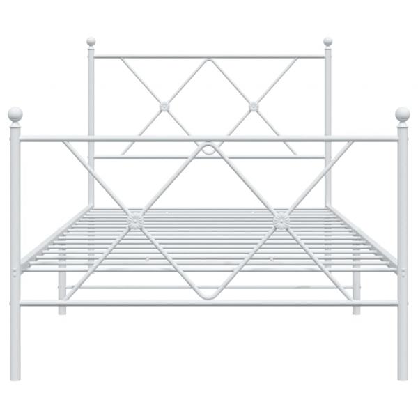 Bettgestell mit Kopf- und Fußteil Metall Weiß 90x200 cm