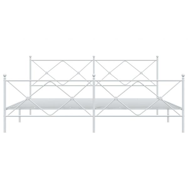 Bettgestell mit Kopf- und Fußteil Metall Weiß 200x200 cm