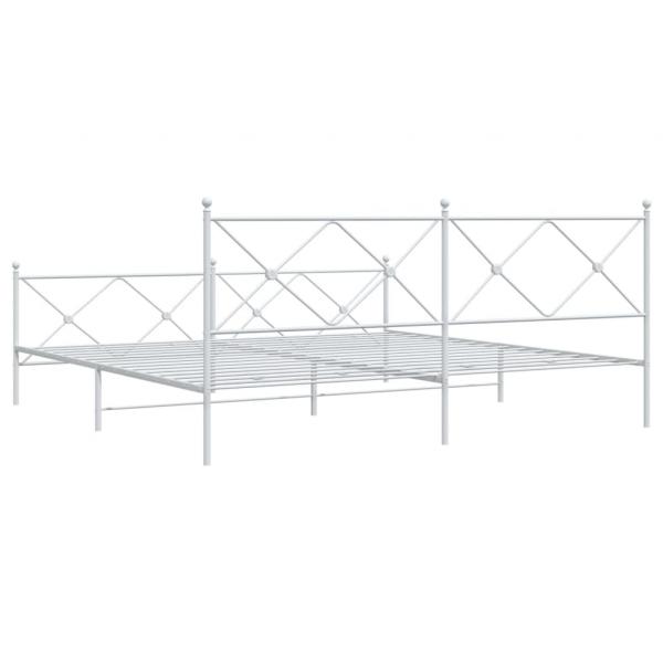 Bettgestell mit Kopf- und Fußteil Metall Weiß 200x200 cm