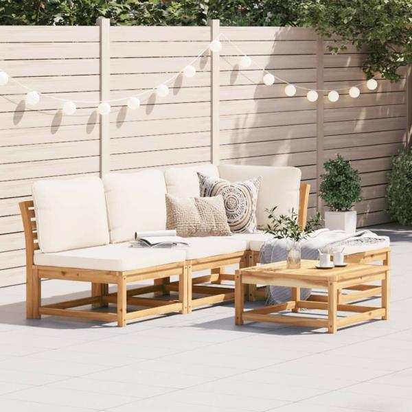 ARDEBO.de - 5-tlg. Garten-Lounge-Set mit Kissen Massivholz Akazie