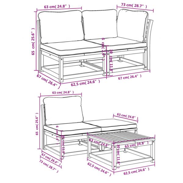 5-tlg. Garten-Lounge-Set mit Kissen Massivholz Akazie