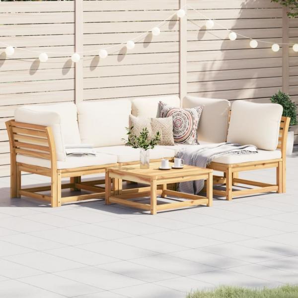 ARDEBO.de - 5-tlg. Garten-Lounge-Set mit Kissen Massivholz Akazie