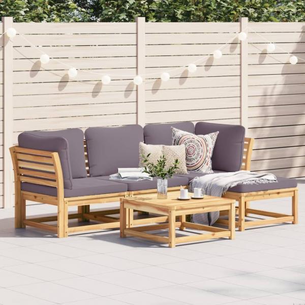 ARDEBO.de - 5-tlg. Garten-Lounge-Set mit Kissen Massivholz Akazie