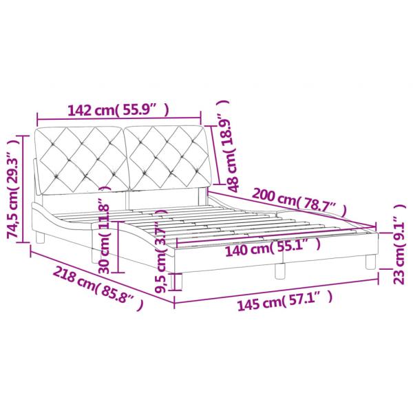 Bettgestell mit Kopfteil Schwarz 140x200 cm Samt