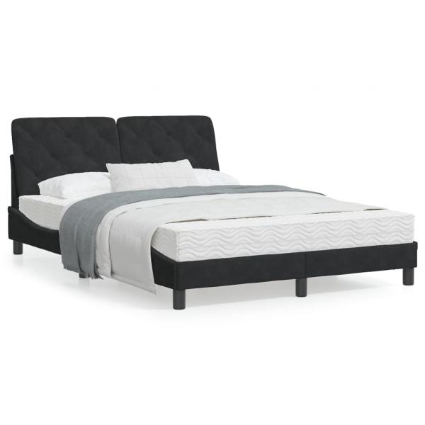 ARDEBO.de - Bett mit Matratze Schwarz 140x200 cm Samt