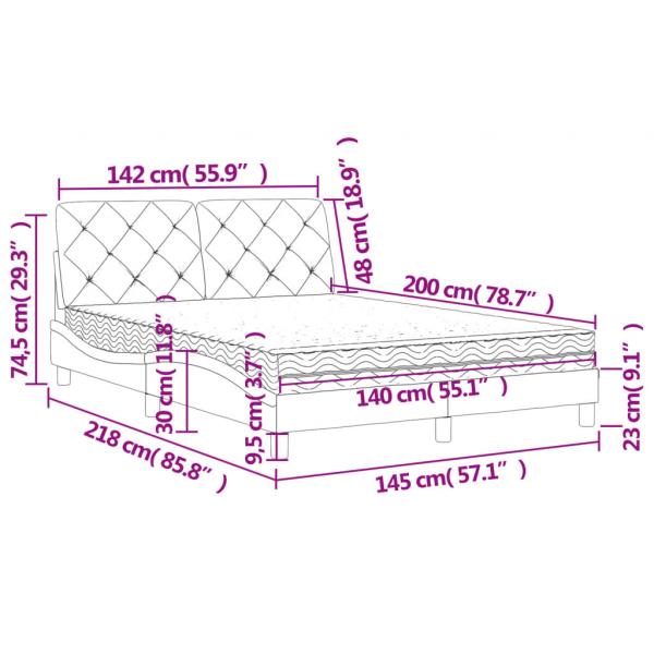 Bett mit Matratze Schwarz 140x200 cm Samt