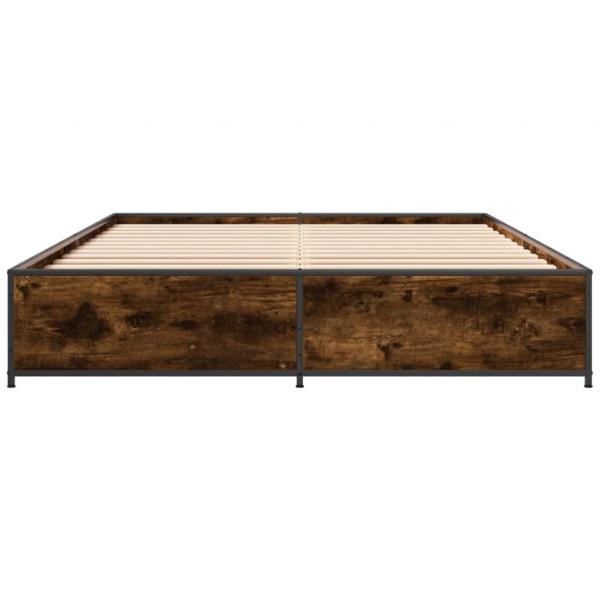 Bettgestell Räuchereiche 135x190 cm Holzwerkstoff und Metall