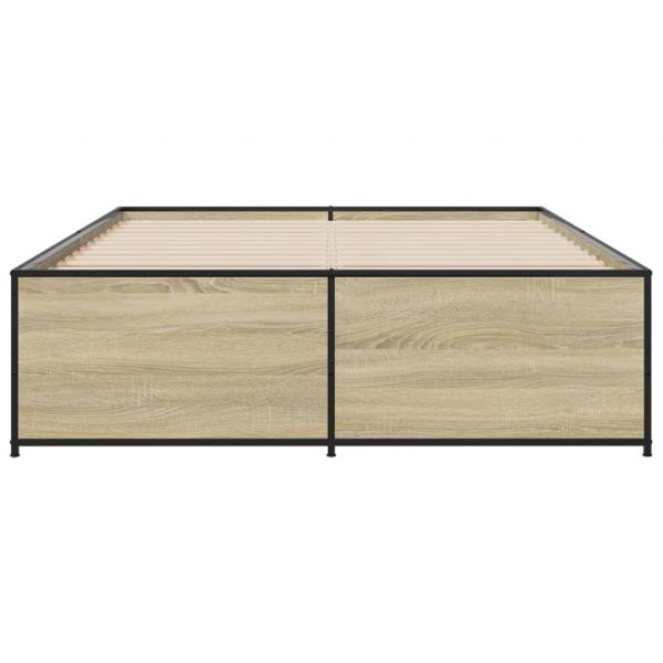 Bettgestell Sonoma-Eiche 135x190 cm Holzwerkstoff und Metall