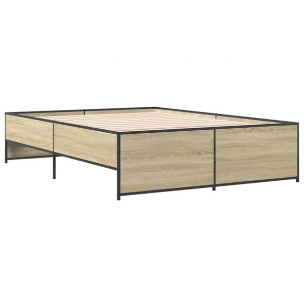 Bettgestell Sonoma-Eiche 135x190 cm Holzwerkstoff und Metall