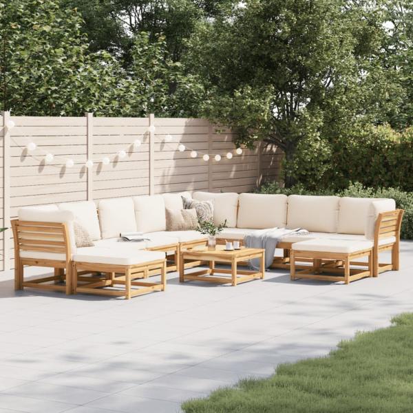 ARDEBO.de - 11-tlg. Garten-Lounge-Set mit Kissen Massivholz Akazie