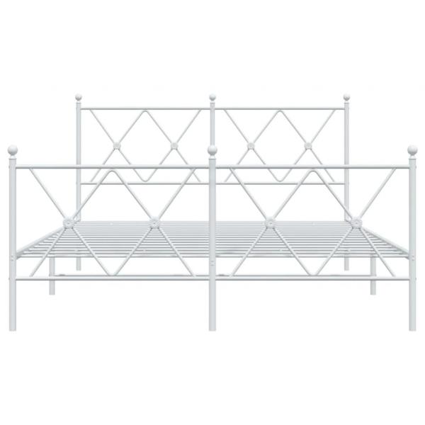 Bettgestell mit Kopf- und Fußteil Metall Weiß 140x200 cm