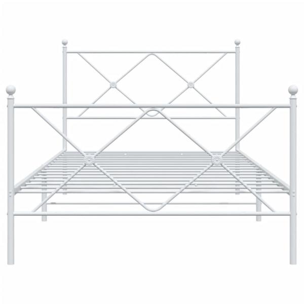 Bettgestell mit Kopf- und Fußteil Metall Weiß 100x200 cm