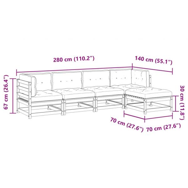 5-tlg. Garten-Sofagarnitur mit Kissen Kiefernholz Imprägniert