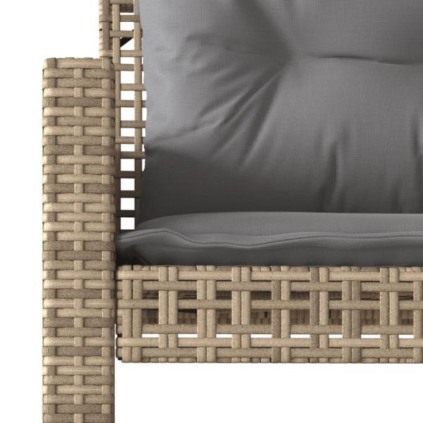 4-tlg. Garten-Sofagarnitur mit Kissen Beige Poly Rattan Glas