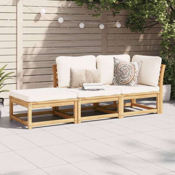 ARDEBO.de - 3-tlg. Garten-Lounge-Set mit Kissen Massivholz Akazie