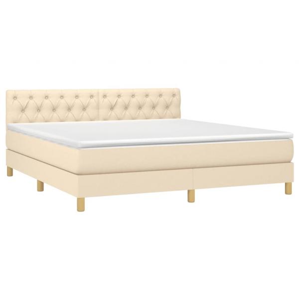 Boxspringbett mit Matratze & LED Creme 160x200 cm Stoff