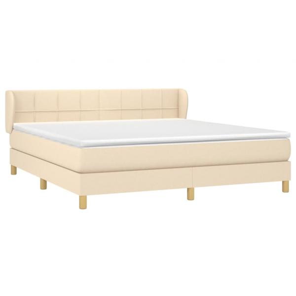 Boxspringbett mit Matratze Creme 160x200 cm Stoff