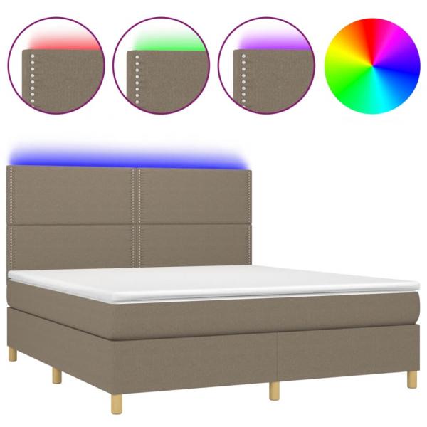 Boxspringbett mit Matratze & LED Taupe 180x200 cm Stoff