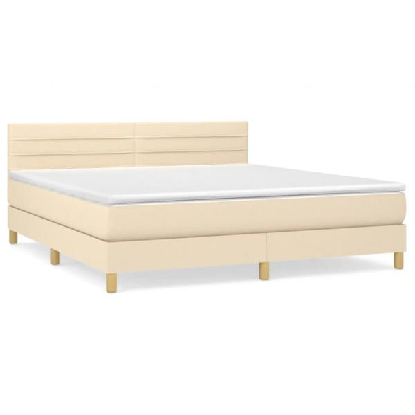 Boxspringbett mit Matratze Creme 160x200 cm Stoff