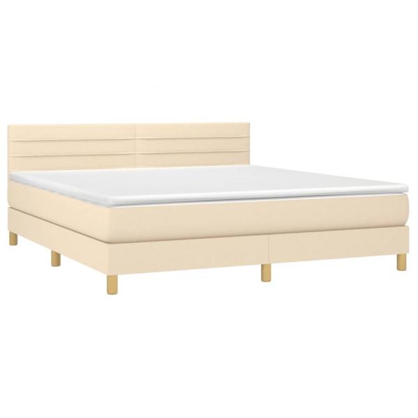 Boxspringbett mit Matratze Creme 160x200 cm Stoff