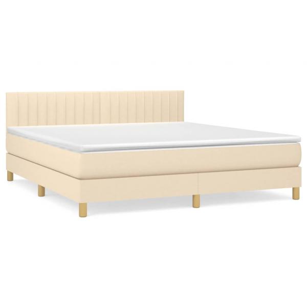 Boxspringbett mit Matratze Creme 160x200 cm Stoff