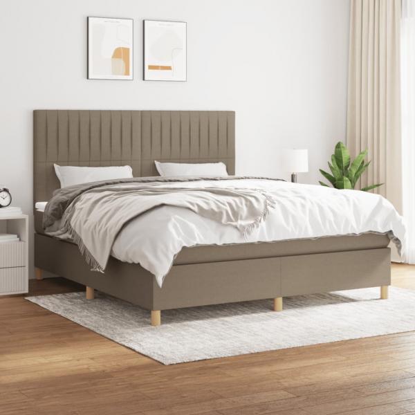 ARDEBO.de - Boxspringbett mit Matratze Taupe 160x200 cm Stoff