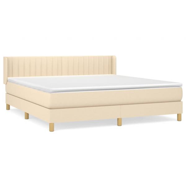 ARDEBO.de - Boxspringbett mit Matratze Creme 160x200 cm Stoff