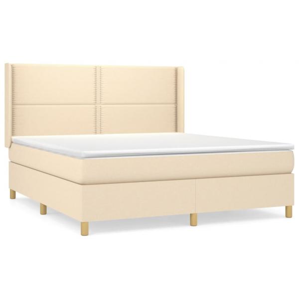 Boxspringbett mit Matratze Creme 160x200 cm Stoff