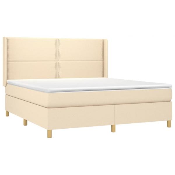 Boxspringbett mit Matratze Creme 160x200 cm Stoff