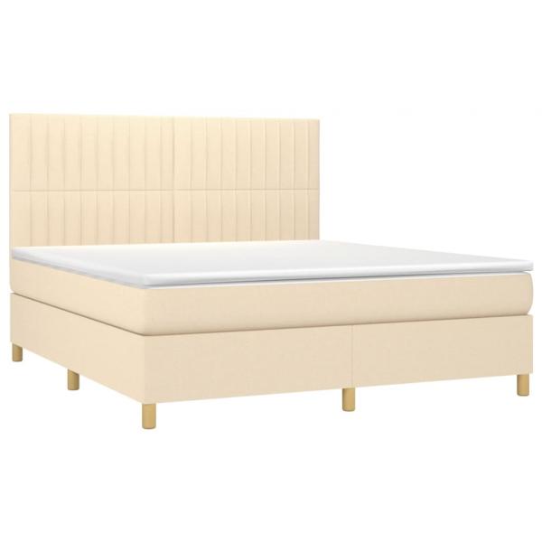 Boxspringbett mit Matratze & LED Creme 160x200 cm Stoff