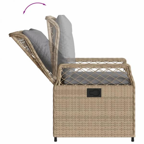 5-tlg. Garten-Essgruppe mit Kissen Beige Poly Rattan