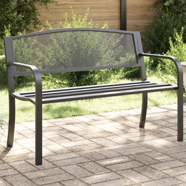 ARDEBO.de - Gartenbank 119 cm Schwarz Stahl