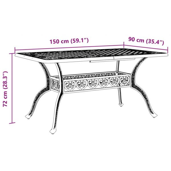 Gartentisch Schwarz 150x90x72 cm Aluminiumguss