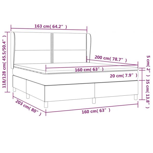 Boxspringbett mit Matratze Taupe 160x200 cm Stoff