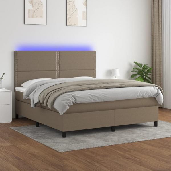 ARDEBO.de - Boxspringbett mit Matratze & LED Taupe 160x200 cm Stoff