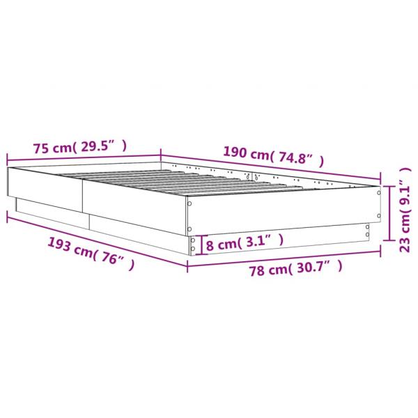 Bettgestell Braun Eichen-Optik 75x190 cm Holzwerkstoff