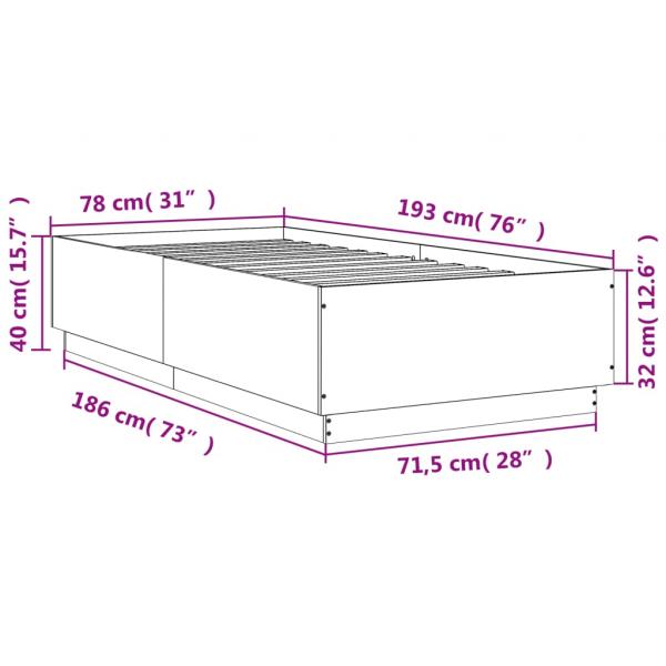 Bettgestell Schwarz 75x190 cm Holzwerkstoff