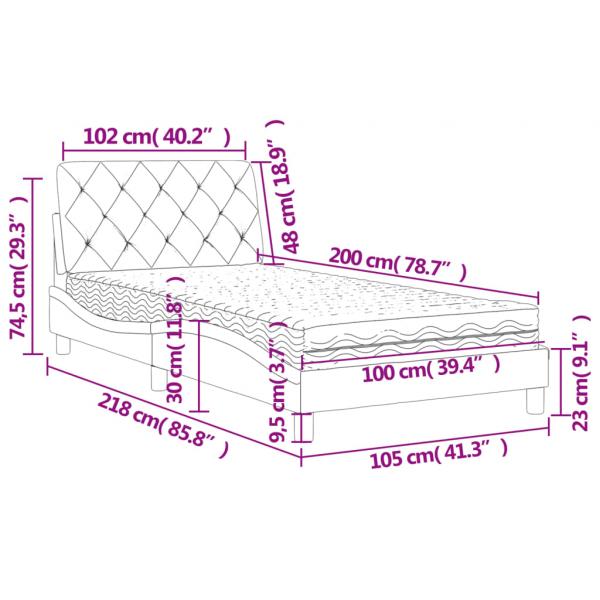 Bett mit Matratze Rosa 100x200 cm Samt